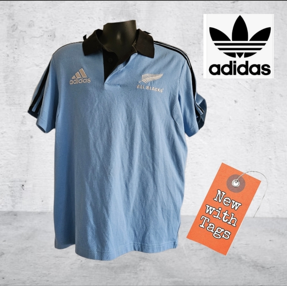NWT/Adidas All Blacks Rugby Supporter Polo 2014